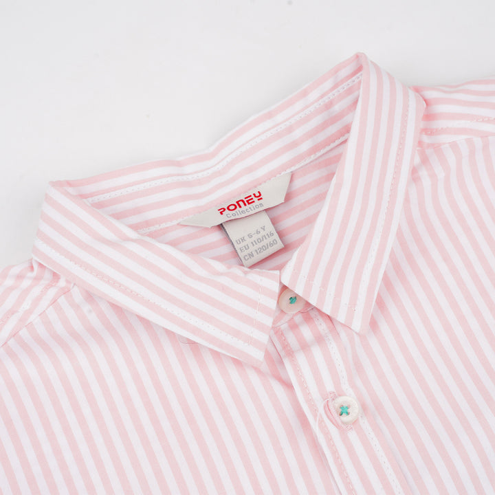 Poney Boys Pink-a-boo Striped Short Sleeve Shirt