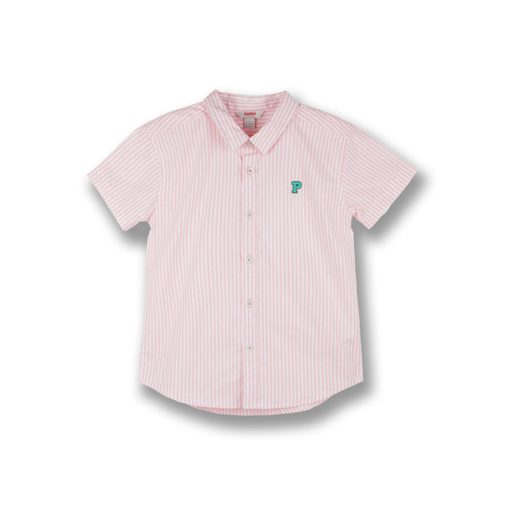 Poney Boys Pink-a-boo Striped Short Sleeve Shirt