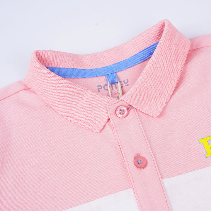 Poney Boys Pink Cut & Sew Short Sleeve Polo