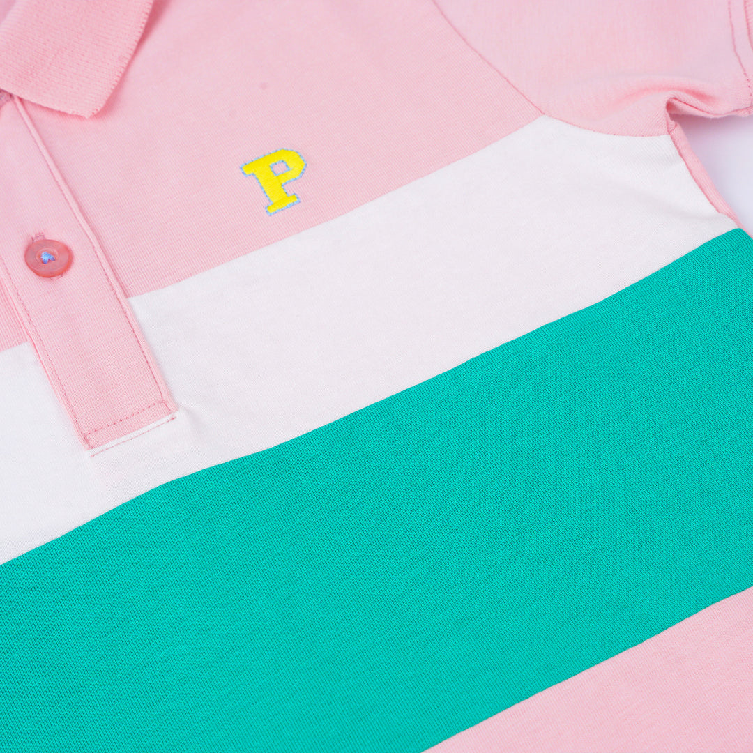 Poney Boys Pink Cut & Sew Short Sleeve Polo