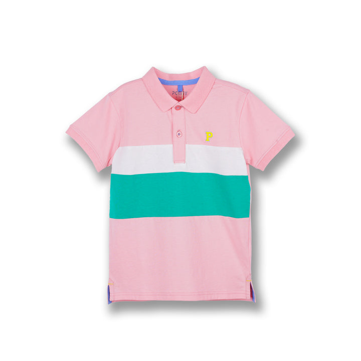 Poney Boys Pink Cut & Sew Short Sleeve Polo