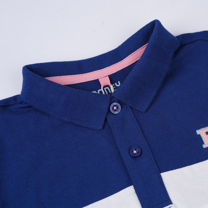 Poney Boys Blue Cut & Sew Short Sleeve Polo