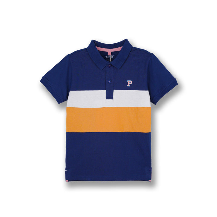 Poney Boys Blue Cut & Sew Short Sleeve Polo
