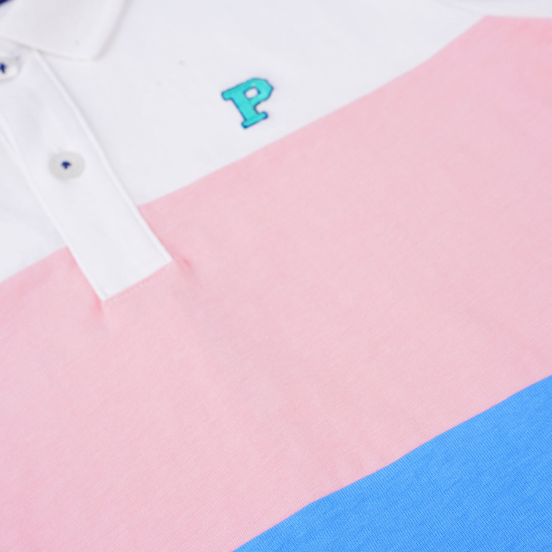 Poney Boys White Cut & Sew Short Sleeve Polo