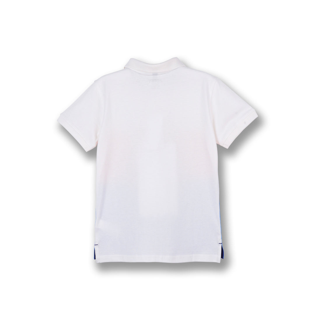 Poney Boys White Cut & Sew Short Sleeve Polo