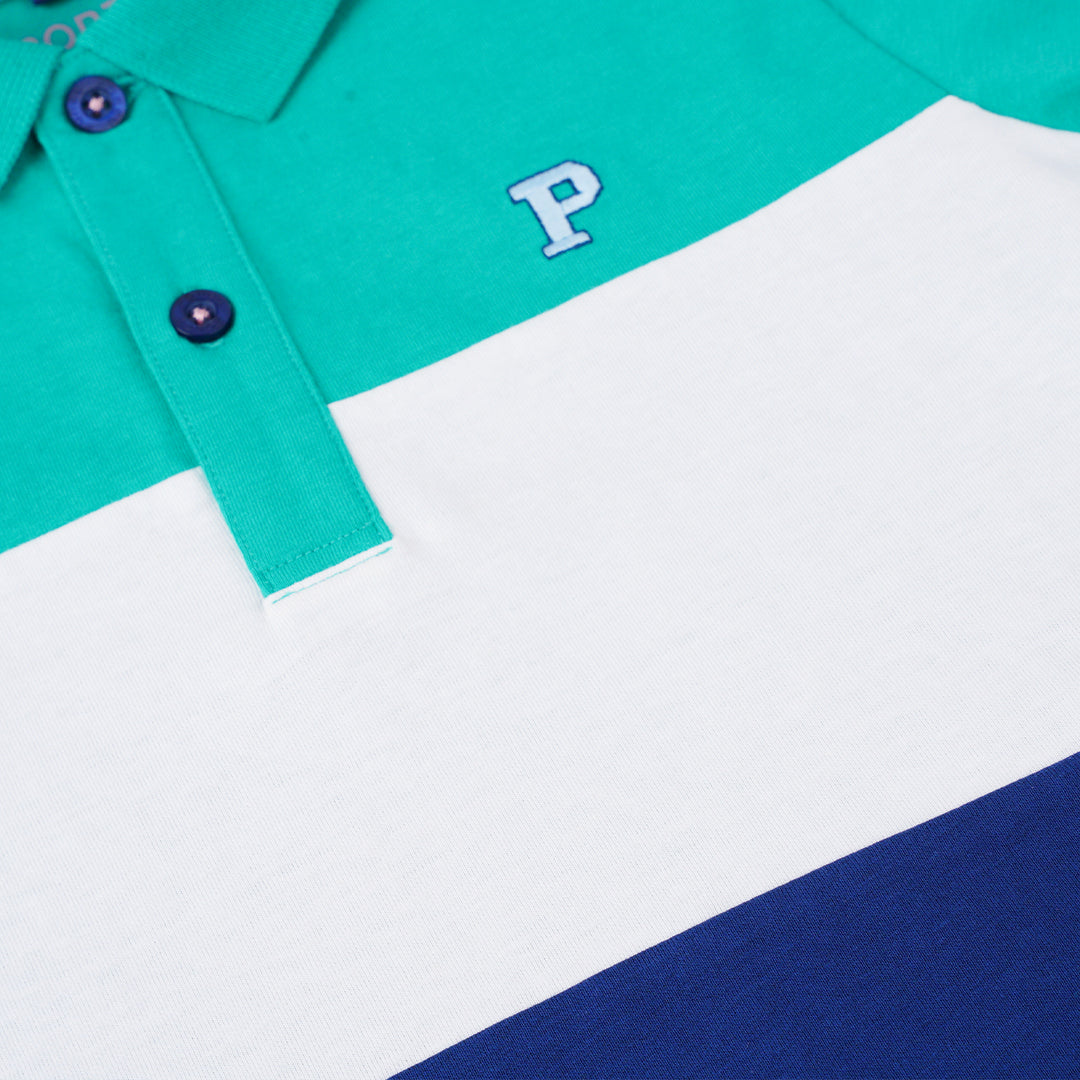 Poney Boys Green Cut & Sew Short Sleeve Polo