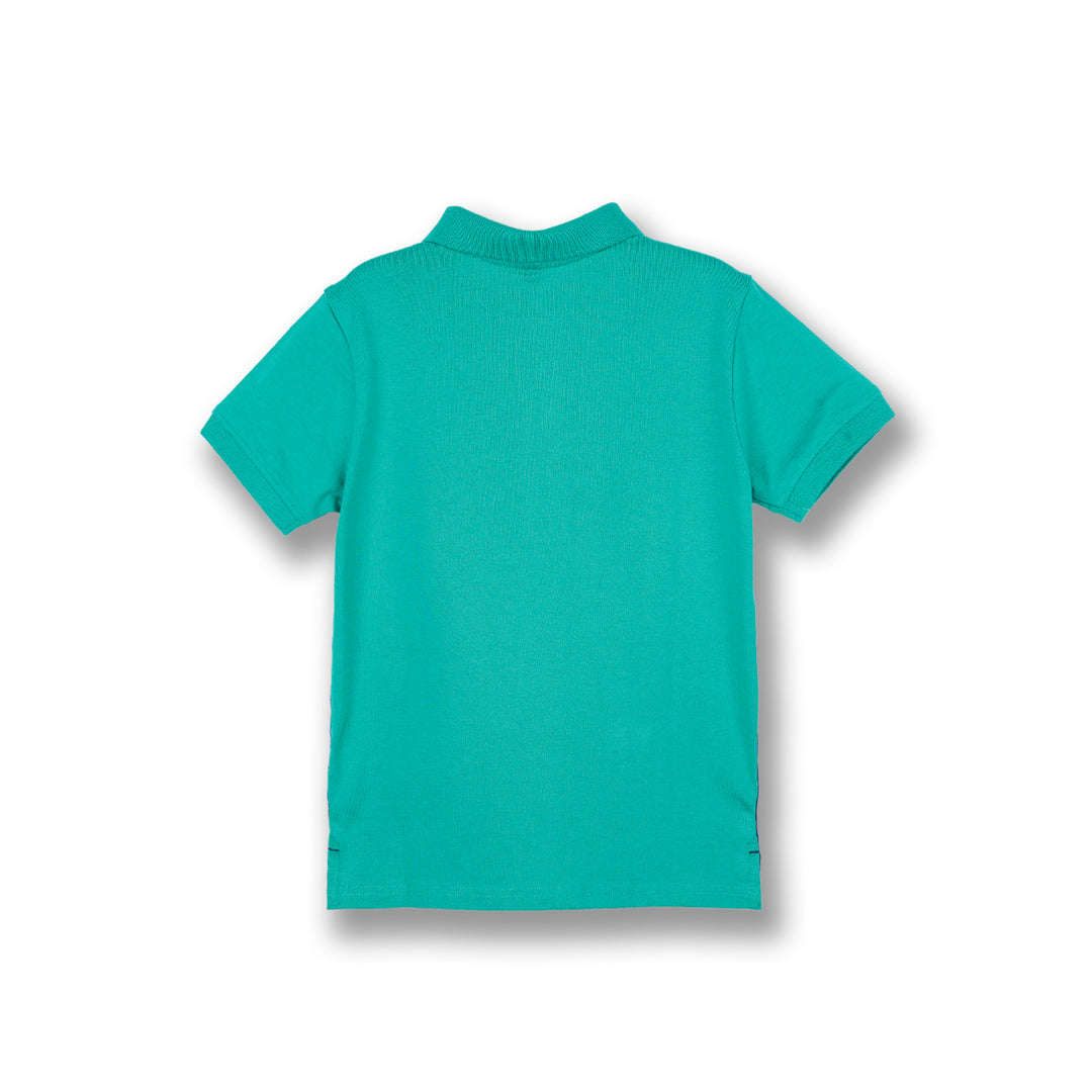 Poney Boys Green Cut & Sew Short Sleeve Polo