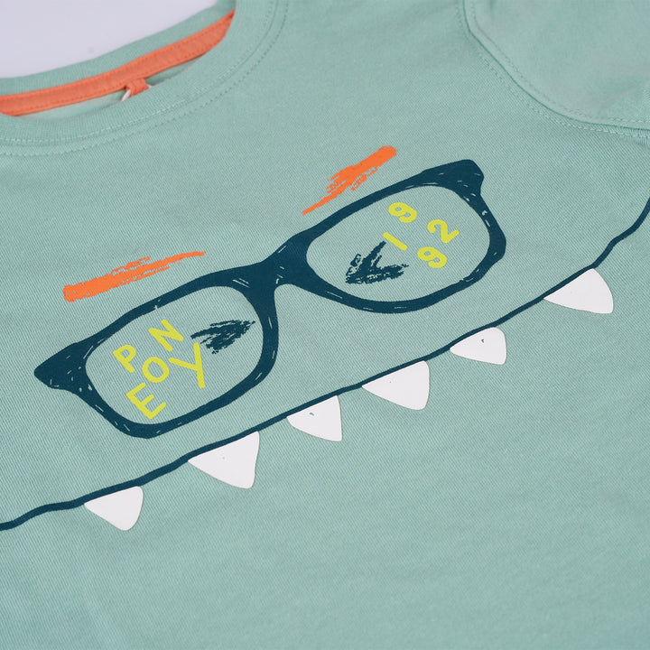 Poney Boys Green Geeky Monster Short Sleeve Tee