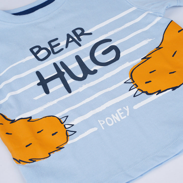 Poney Boys Light Blue Bear Hug Short Sleeve Tee