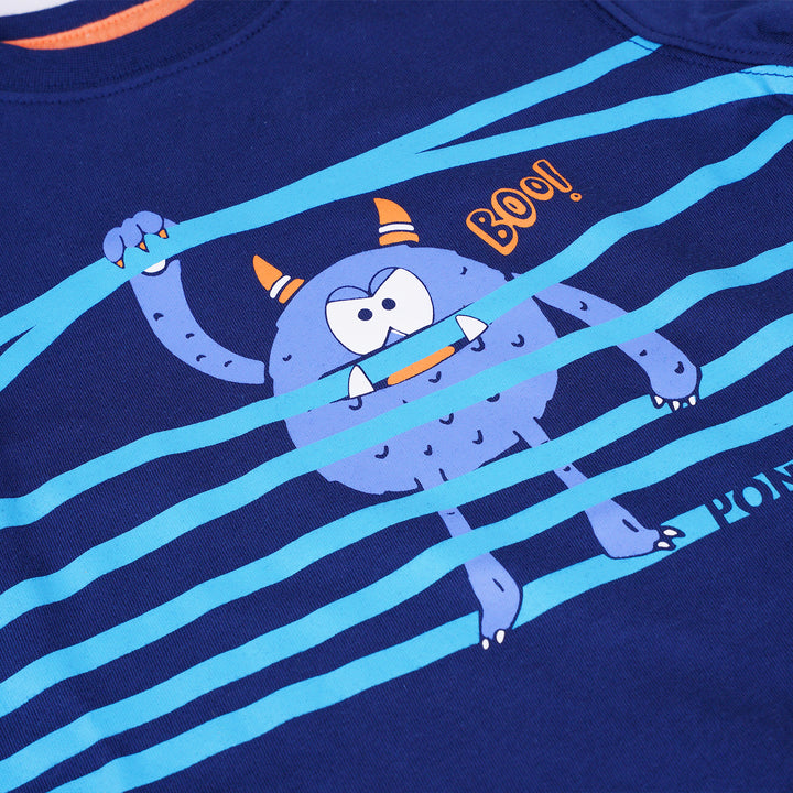 Poney Boys Navy Monster Said Boo Short Sleeve Tee