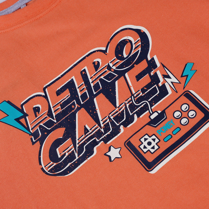Poney Boys Orange Retro Game Short Sleeve Tee