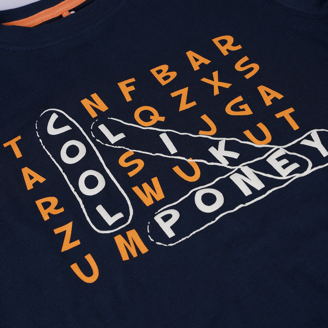 Poney Boys Dark Grey Cool Like Poney Crossword Short Sleeve Tee