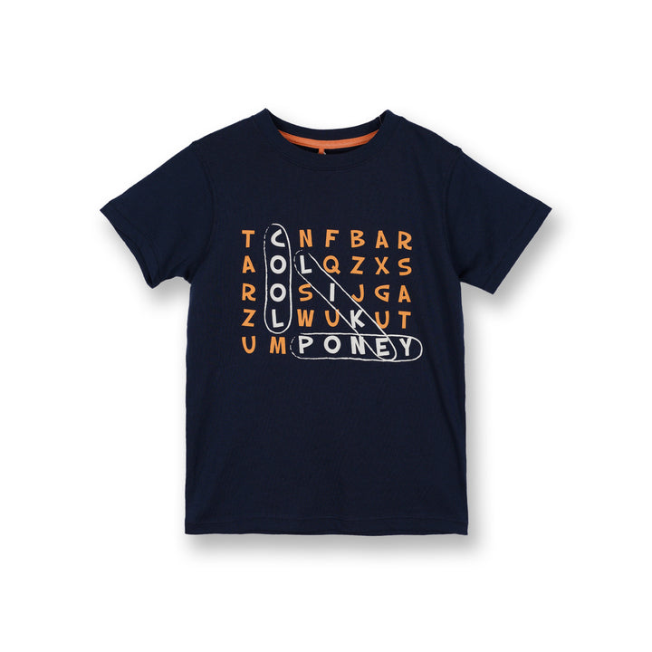 Poney Boys Dark Grey Cool Like Poney Crossword Short Sleeve Tee