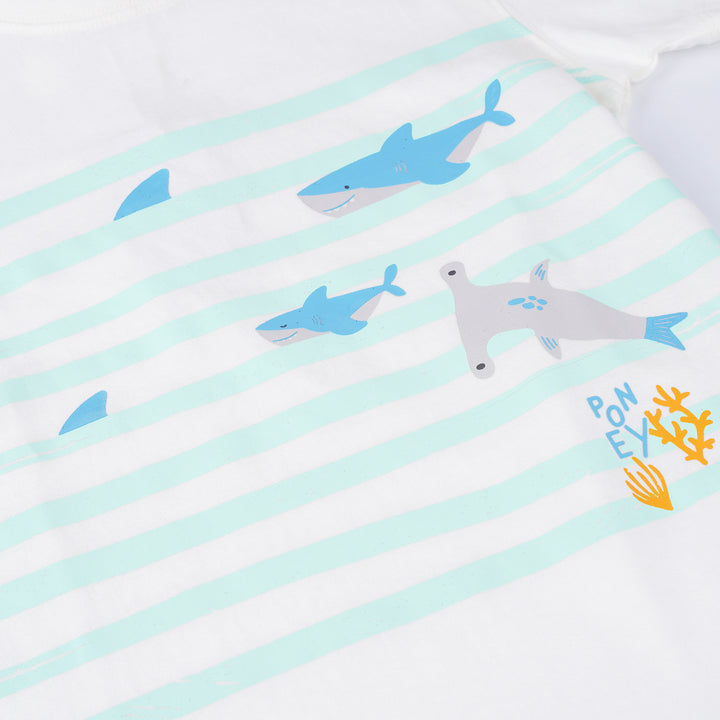 Poney Boys White Sea Life Short Sleeve Tee