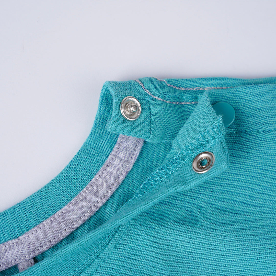 Poney Boys Green Let's Surf With Dino Short Sleeve Tee