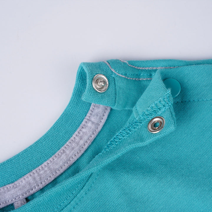 Poney Boys Green Let's Surf With Dino Short Sleeve Tee