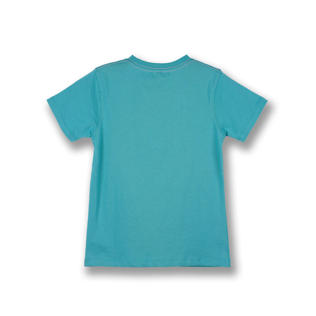 Poney Boys Green Let's Surf With Dino Short Sleeve Tee