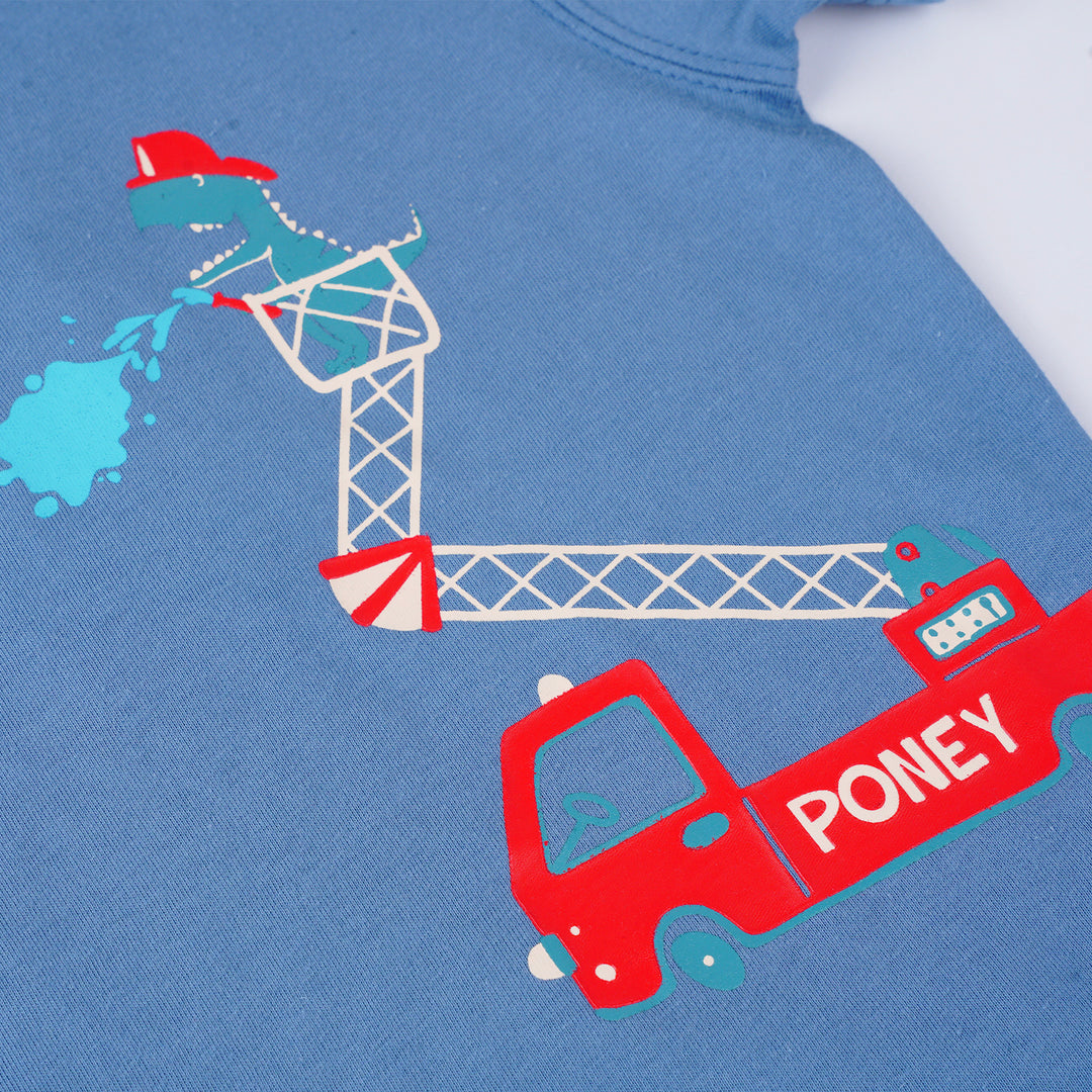 Poney Boys Blue Dinofighter To The Rescue! Short Sleeve Tee