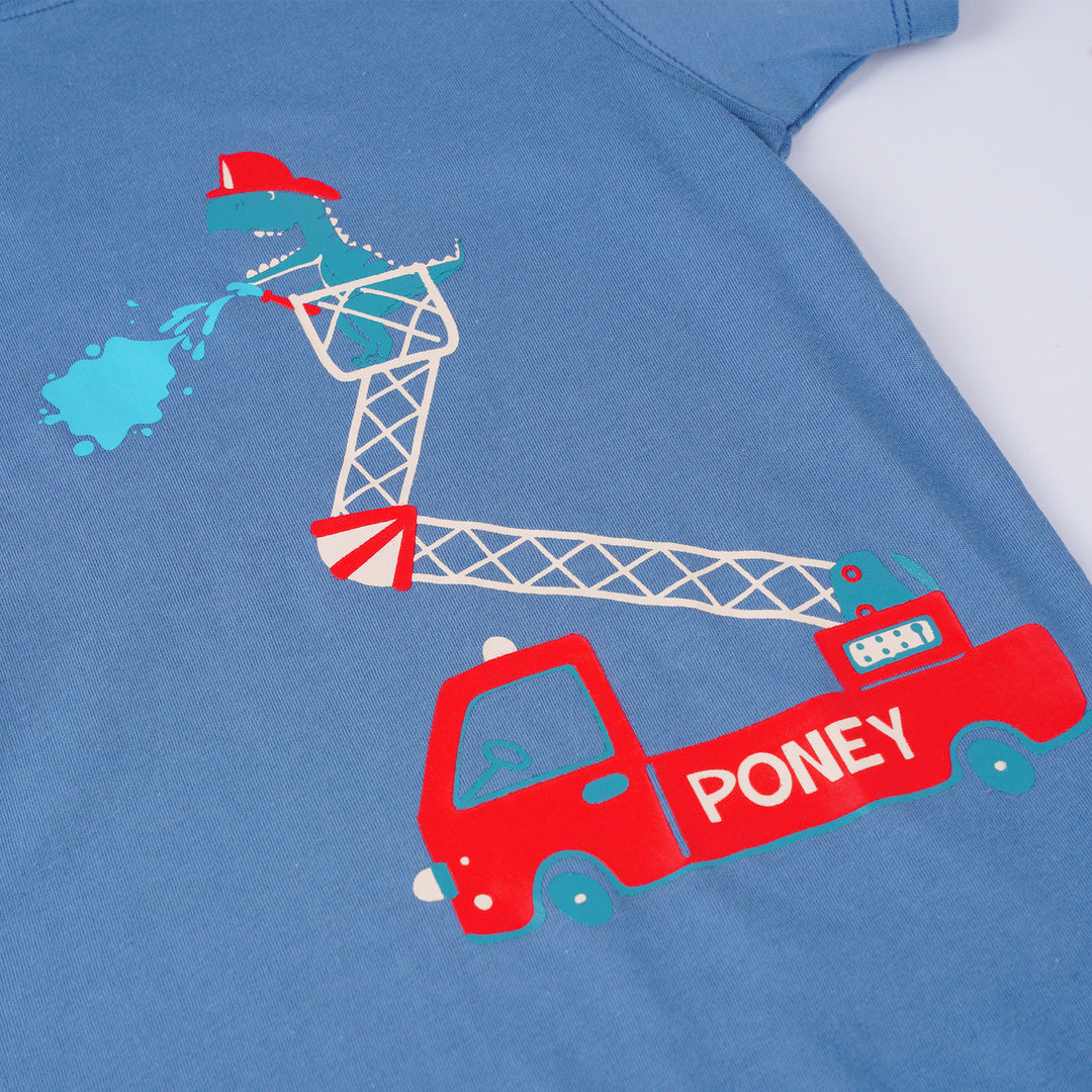 Poney Boys Blue Dinofighter To The Rescue! Short Sleeve Tee