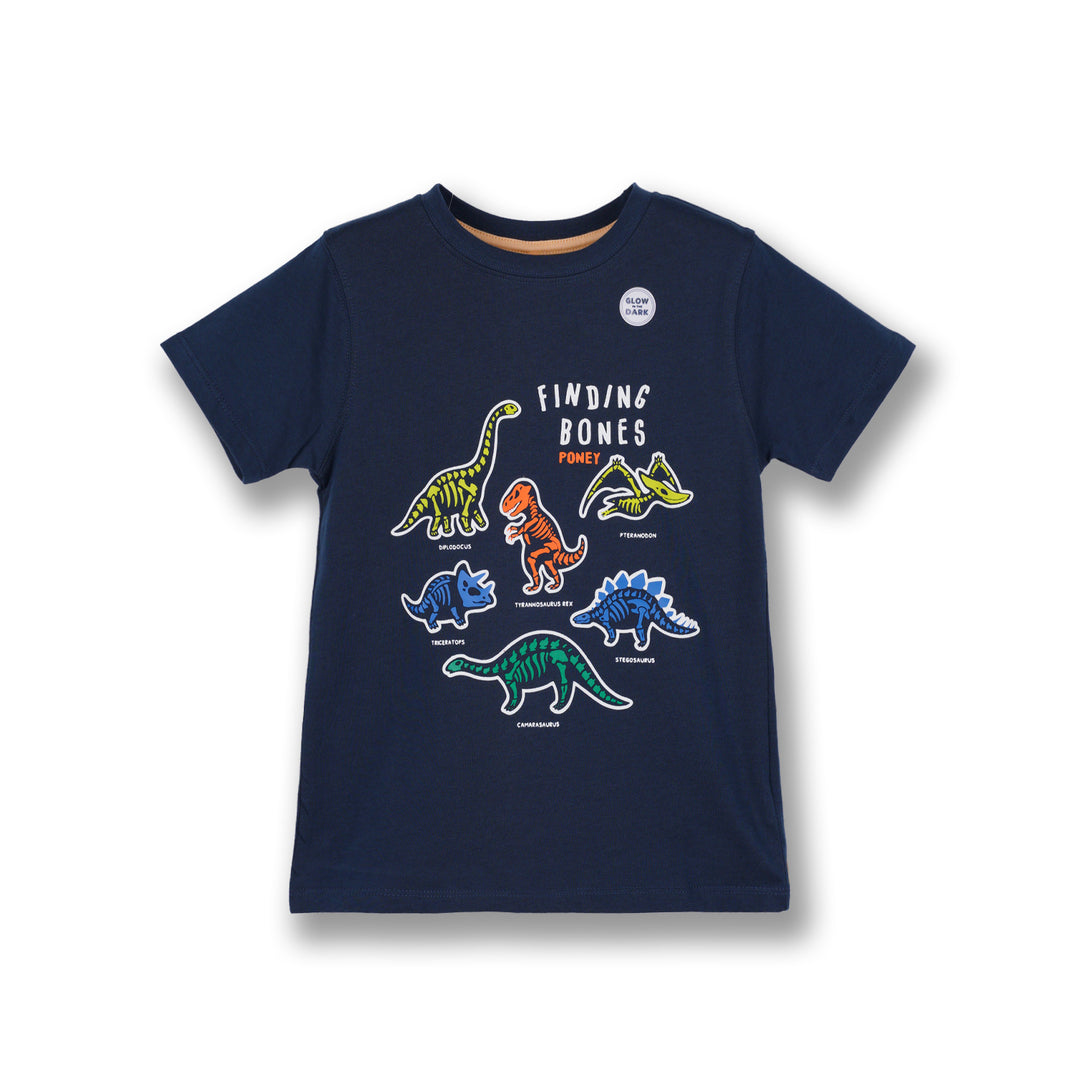 Poney Boys Dark Grey Finding Bones With Poney Short Sleeve Tee