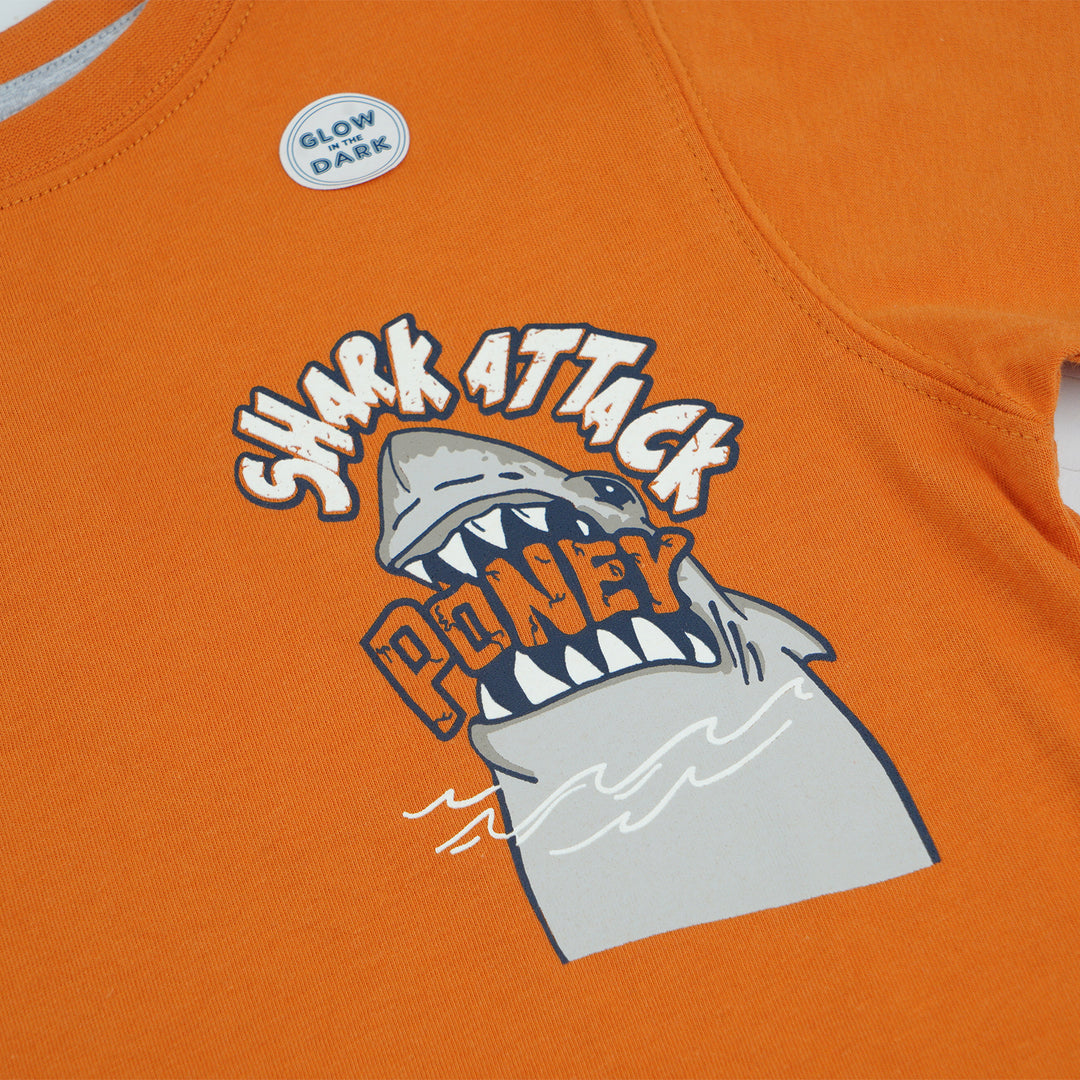 Poney Boys Brown Shark Attack Short Sleeve Tee