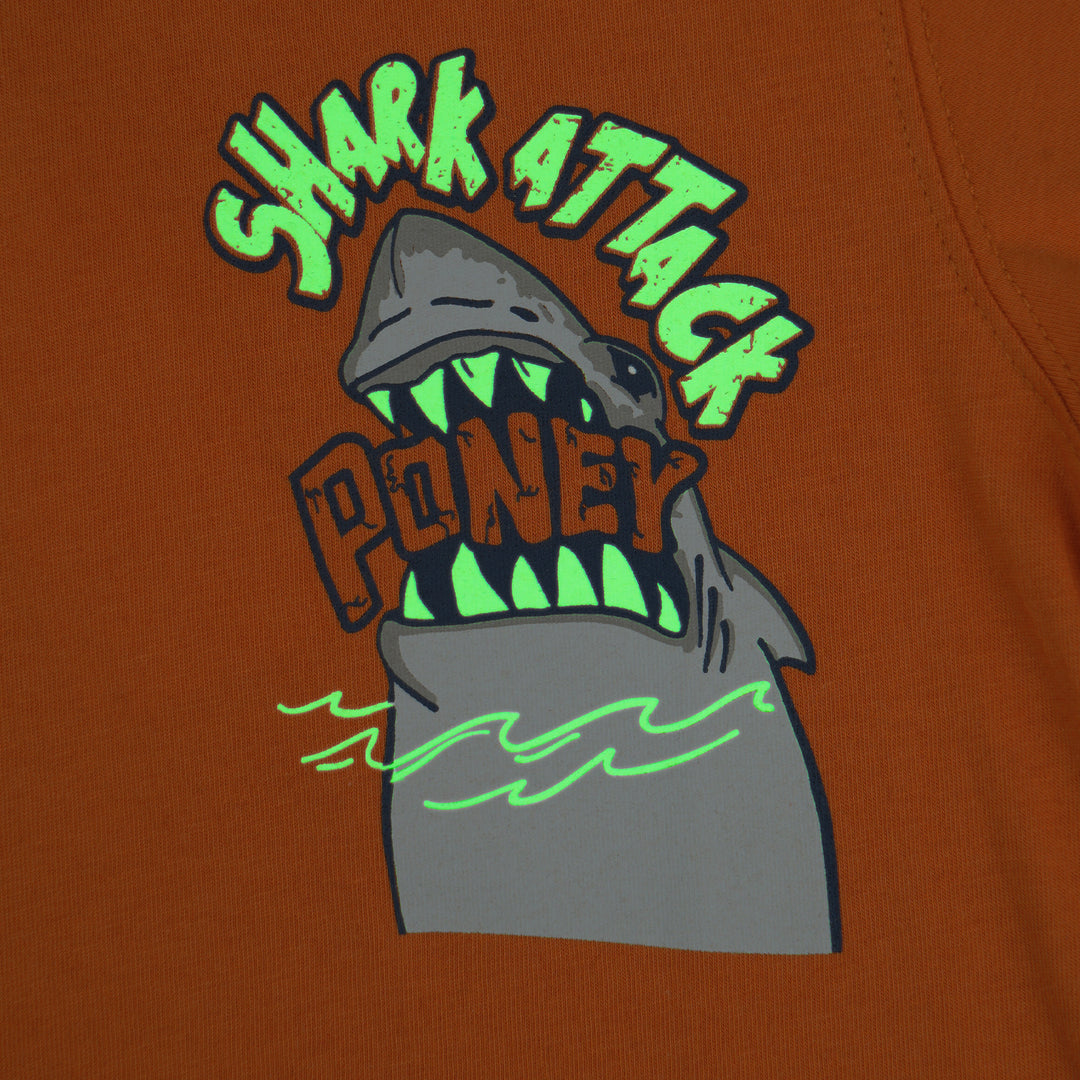 Poney Boys Brown Shark Attack Short Sleeve Tee