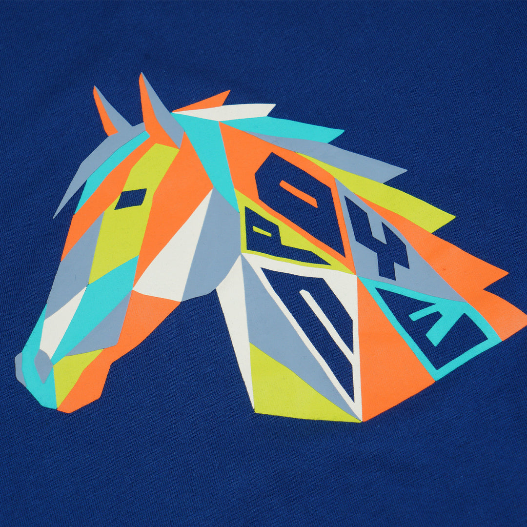 Poney Boys Navy Geometric Vibrant Horse Short Sleeve Tee