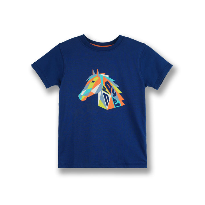 Poney Boys Navy Geometric Vibrant Horse Short Sleeve Tee