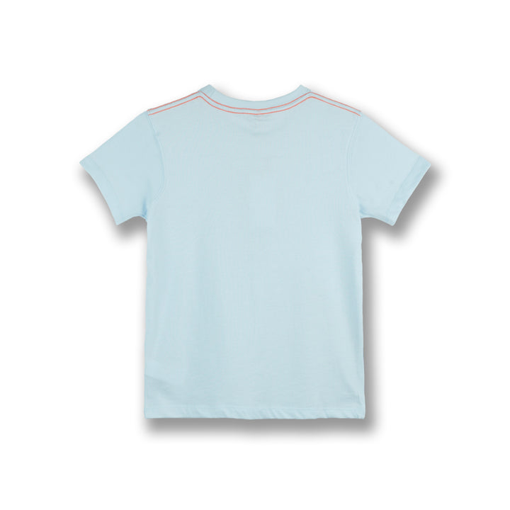 Poney Boys Light Blue Fishing With Kitty Cat Short Sleeve Tee