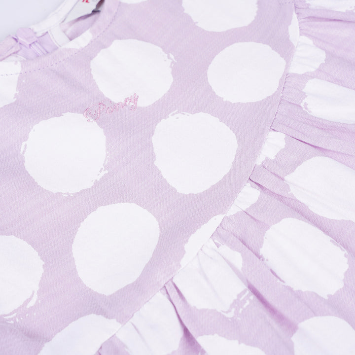 Poney Girls Light Purple Asymmetrical Polka Short Sleeve Dress