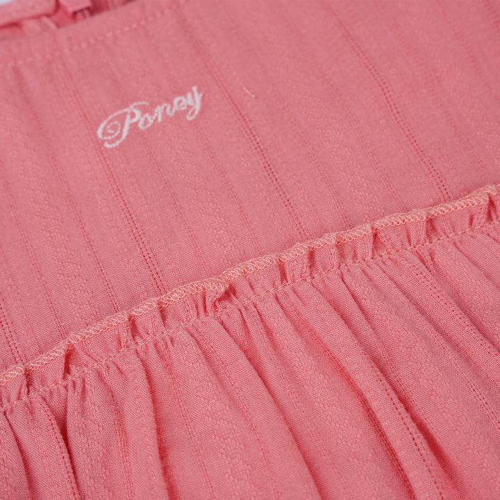 Poney Girls Pink Peach Gathered Short Sleeve Blouse