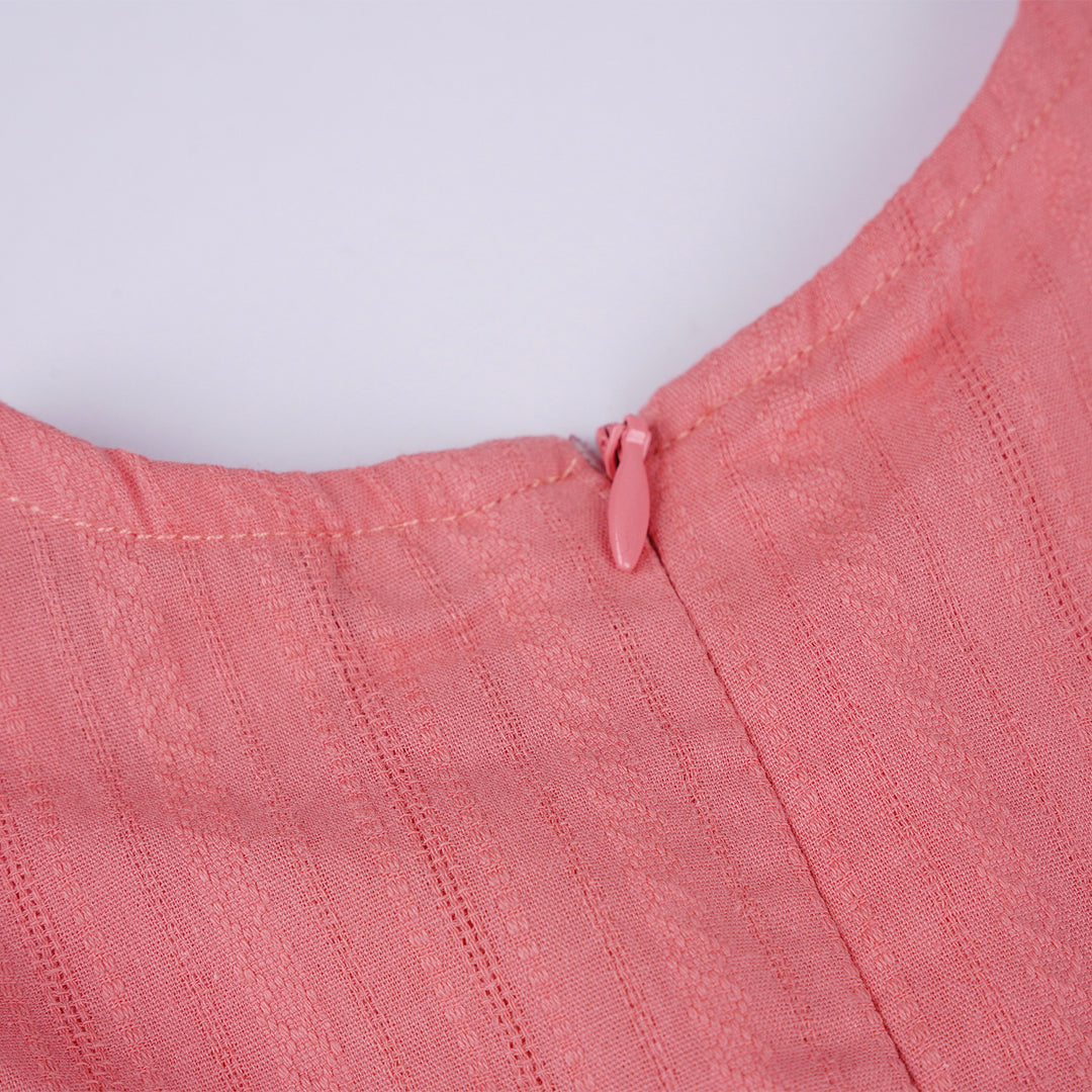 Poney Girls Pink Peach Gathered Short Sleeve Blouse