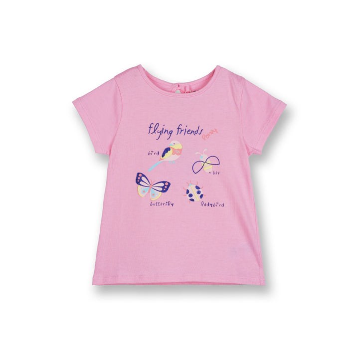 Poney Girls Pink Poney's Flying Friends Short Sleeve Tee