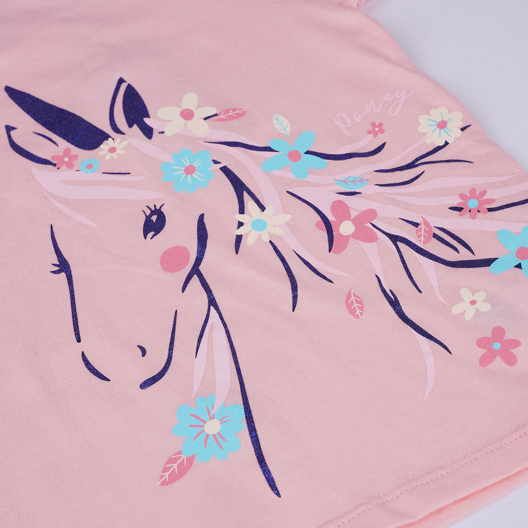 Poney Girls Pink A Dreamy Magical Unicorn Short Sleeve Tee