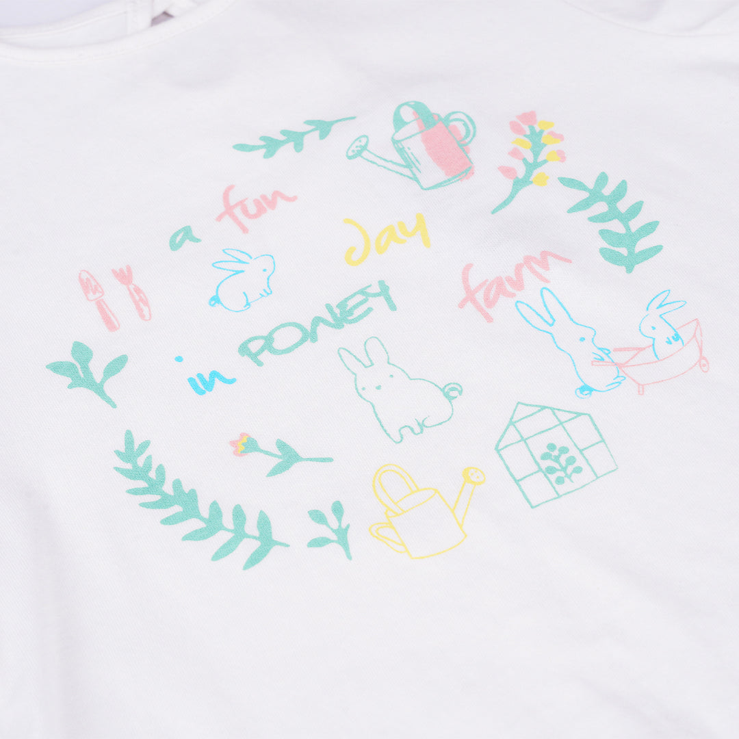 Poney Girls White A Fun Day In Poney Farm Short Sleeve Tee