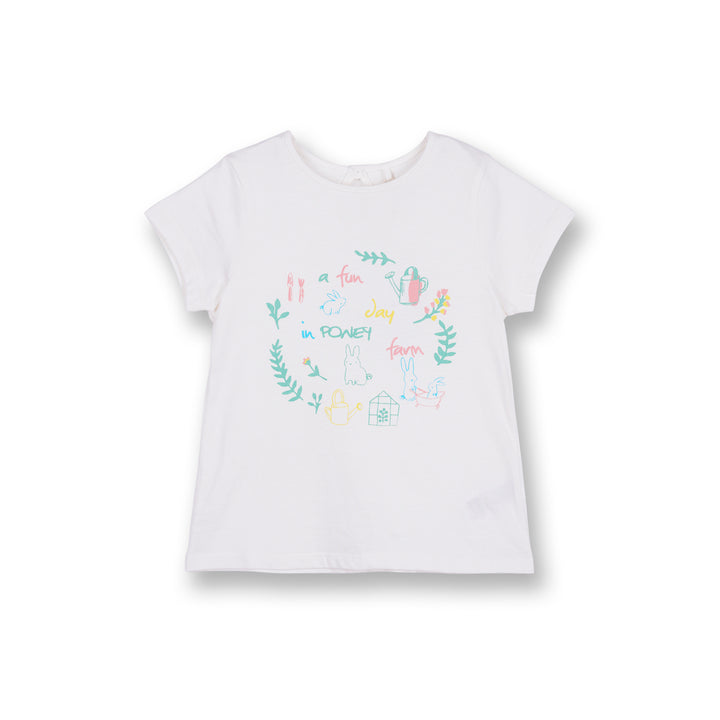 Poney Girls White A Fun Day In Poney Farm Short Sleeve Tee