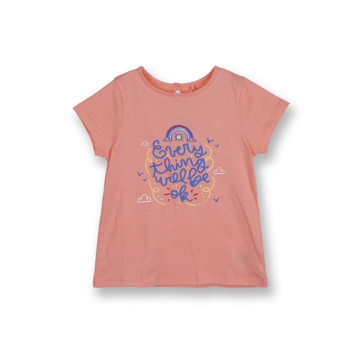 Poney Girls Orange Everything Will Be Ok Short Sleeve Tee