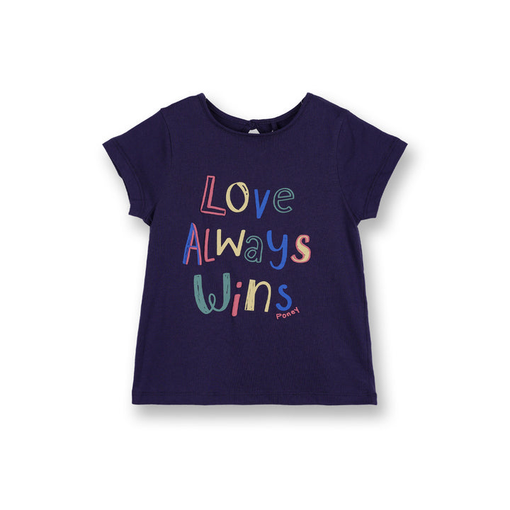 Poney Girls Navy Love Always Win Short Sleeve Tee