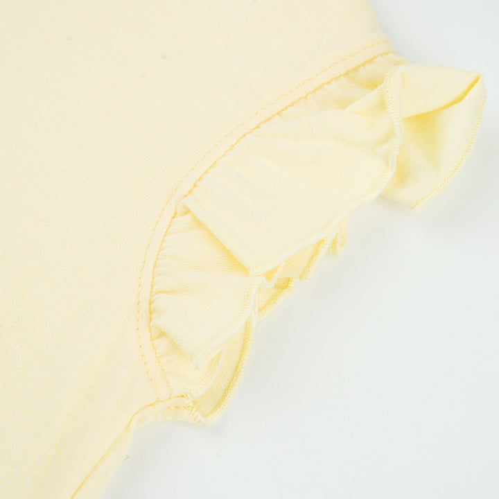 Poney Girls Light Yellow Cutie Kitties Ruffled Short Sleeve Tee