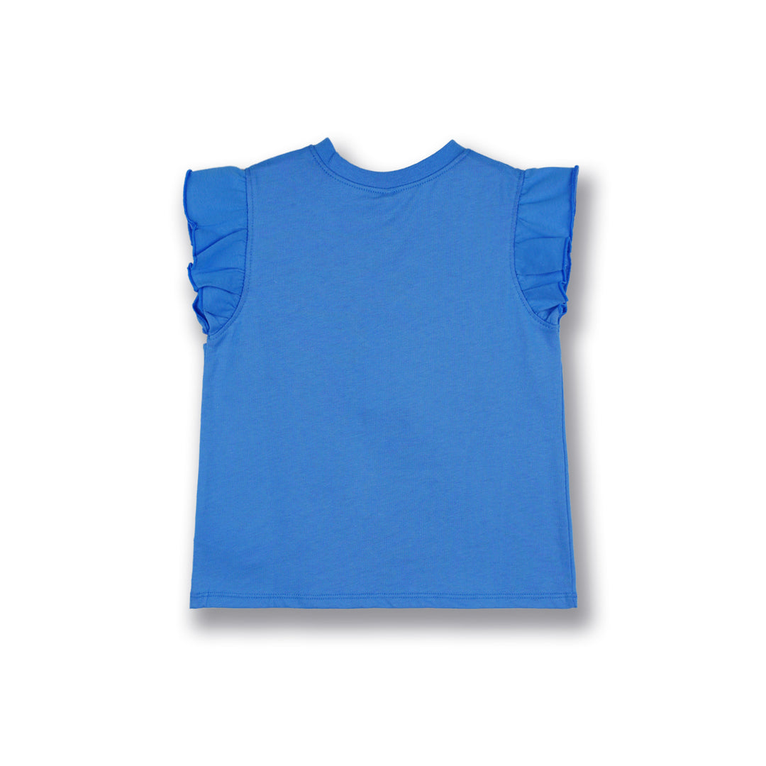 Poney Girls Blue I Am Growing Everyday Ruffled Short Sleeve Tee