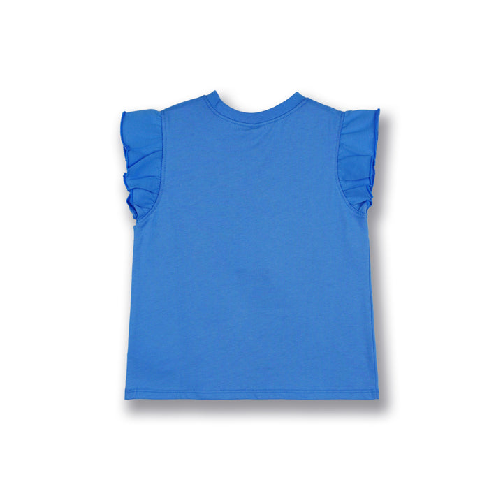 Poney Girls Blue I Am Growing Everyday Ruffled Short Sleeve Tee