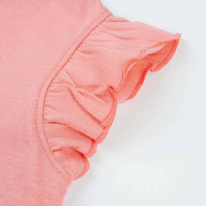 Poney Girls Pink Audrey's Sweet Bunnies Ruffled Short Sleeve Tee