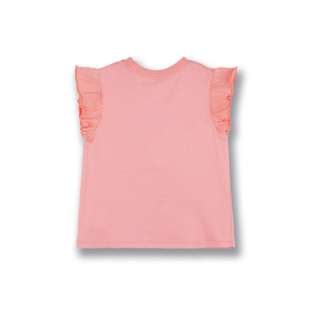 Poney Girls Pink Audrey's Sweet Bunnies Ruffled Short Sleeve Tee