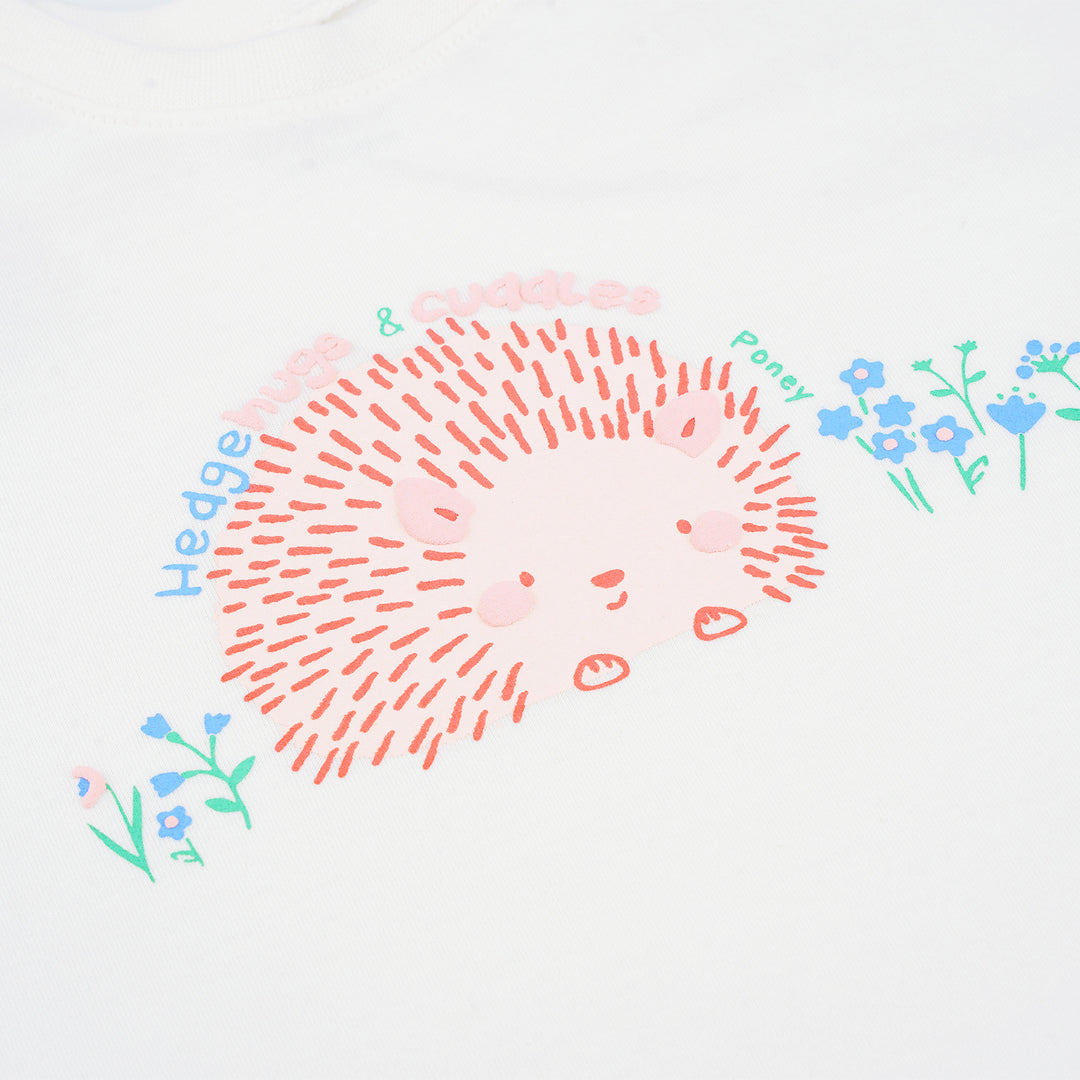 Poney Girls White Hedgehogs and Cuddles Short Sleeve Tee