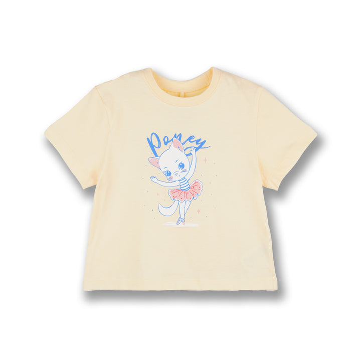 Poney Girls Light Yellow Stunning Ballericat Short Sleeve Tee