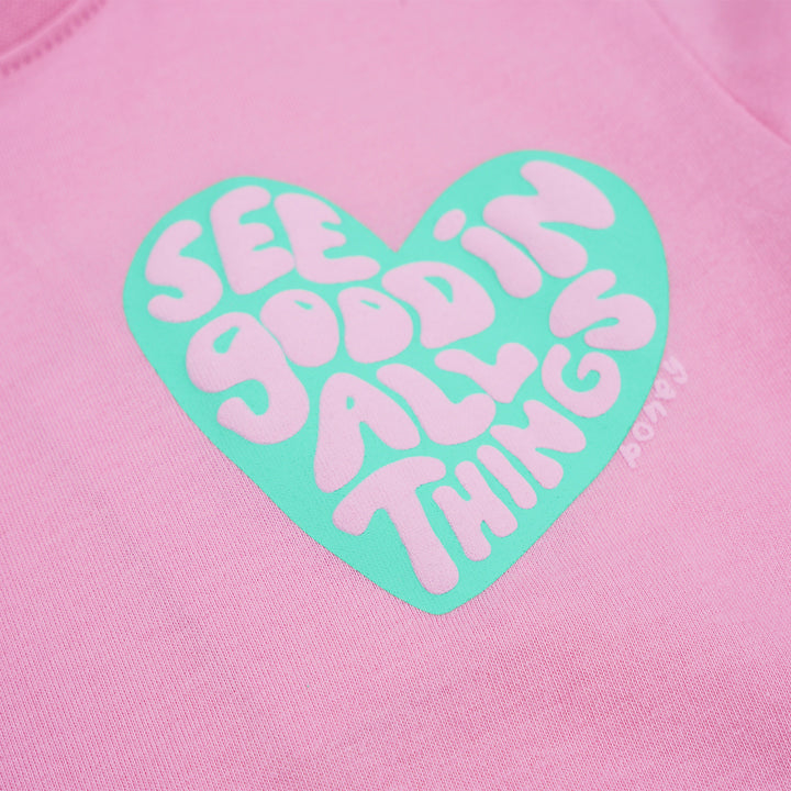 Poney Girls Pink See Good In All Things Short Sleeve Tee