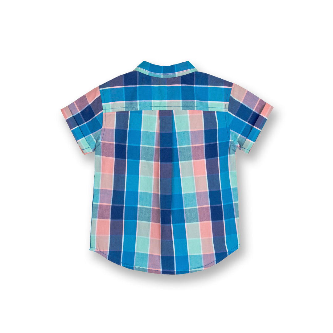 Poney Boys Blue Checks Short Sleeve Shirt