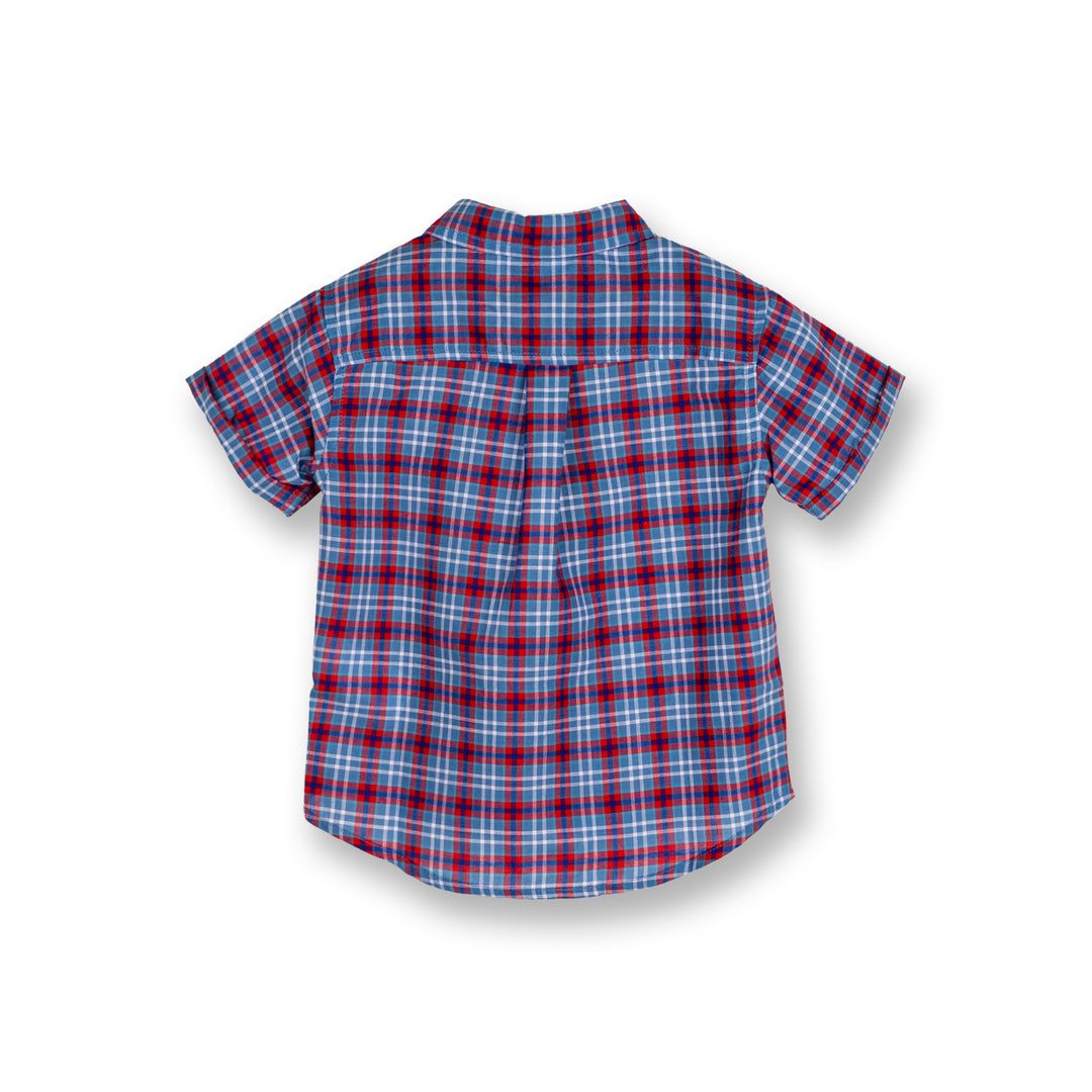 Poney Boys Red Checkered Short Sleeve Shirt