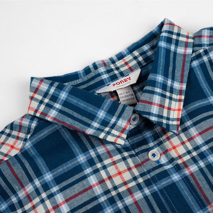 Poney Boys Blue Smart Checks Short Sleeve Shirt