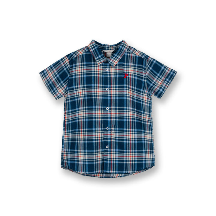 Poney Boys Blue Smart Checks Short Sleeve Shirt